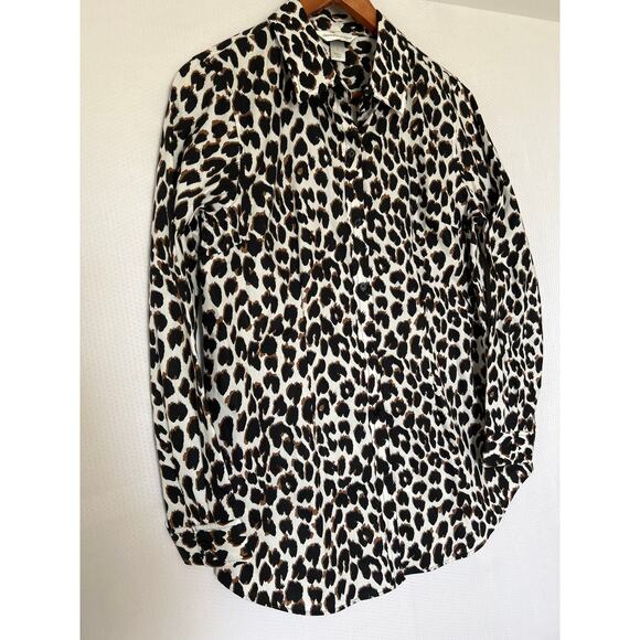 Christopher & Banks Blouse Long Sleeve Animal Print Button Down Top Small - Picture 4 of 10